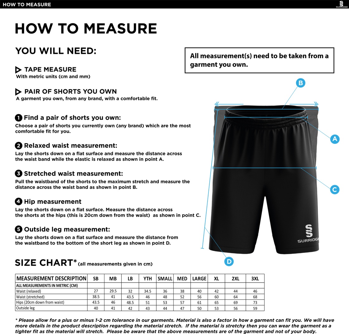 Riding Mill CC - Blade Shorts - Size Guide